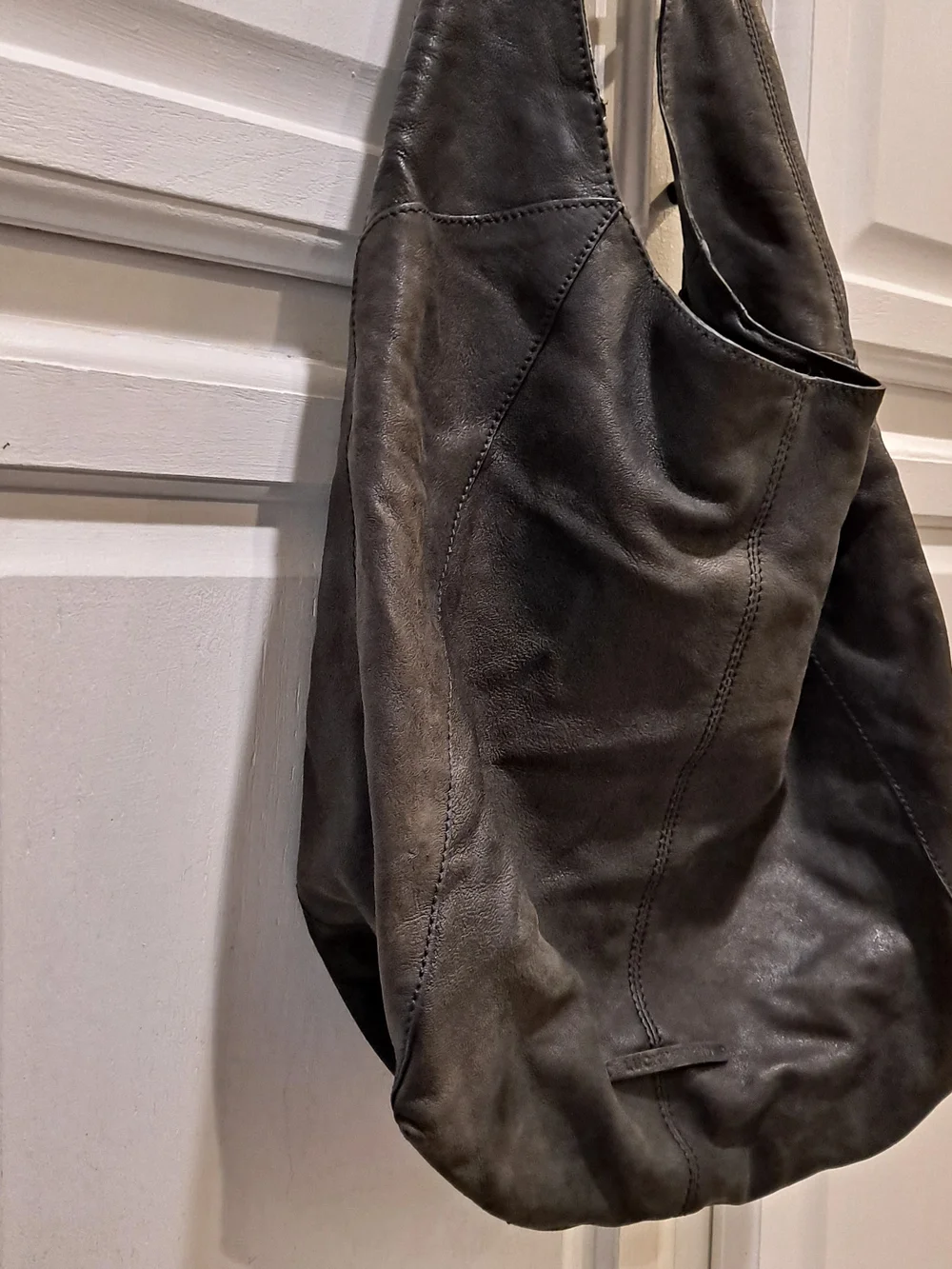 Lucky Brand Black Leather Slouchy Y2k Hobo Shoulder Bag Lightweight Roomy